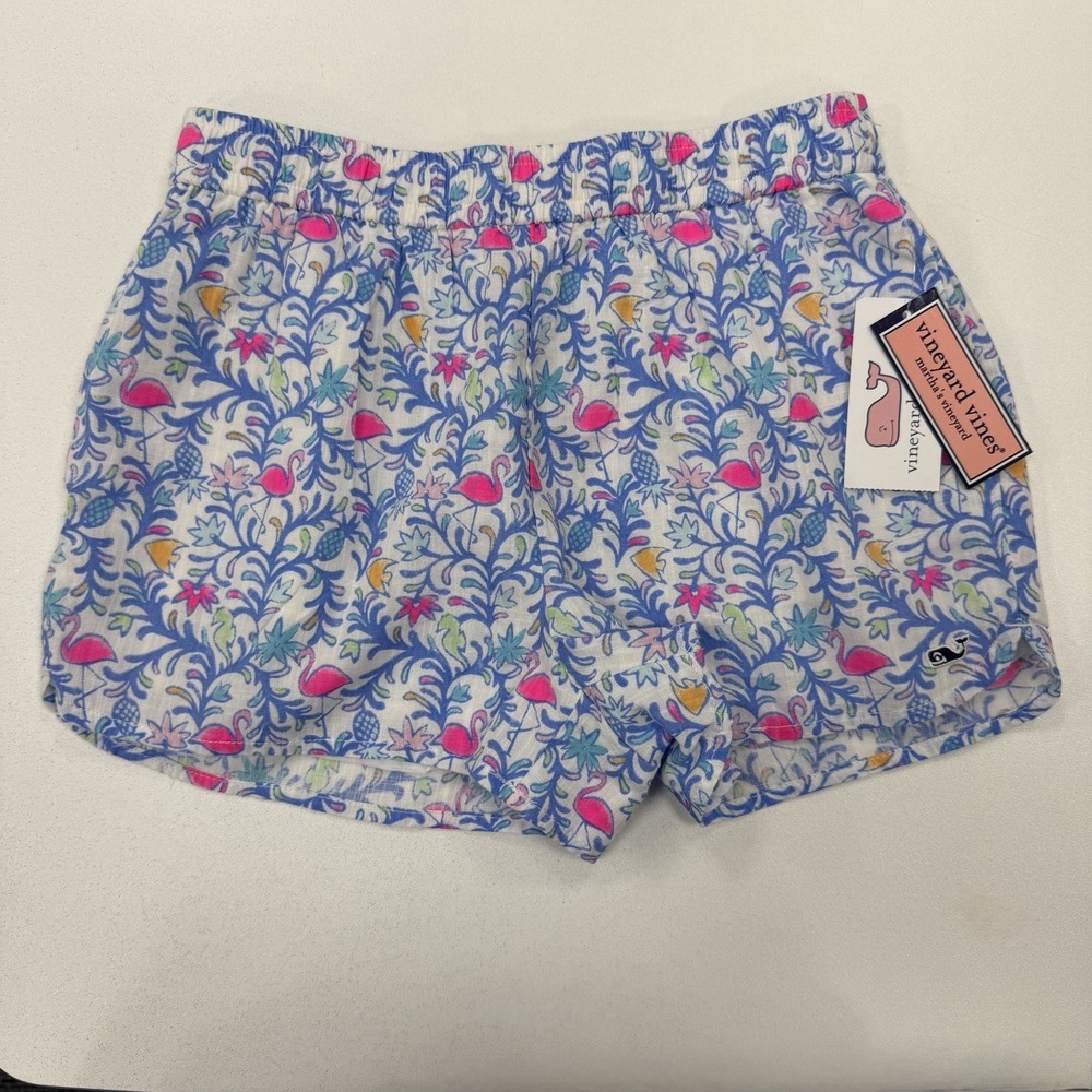 Vineyard Vines Girl s Cotton Gauze Pull-on Shorts size 7/8 Tropical Floral NWT